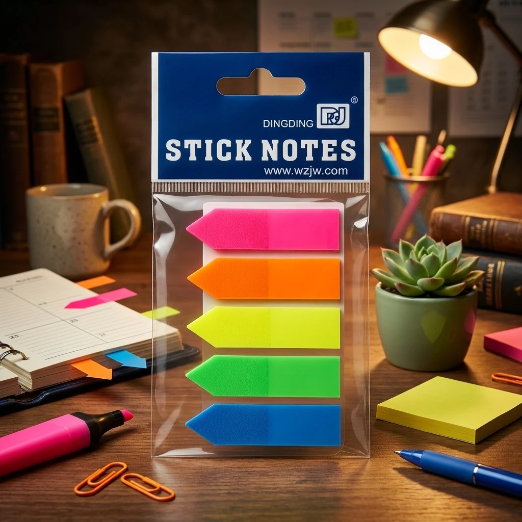 Блок паперу самоклеющийся, стрілка пластик "Post-it" 5 кольорів