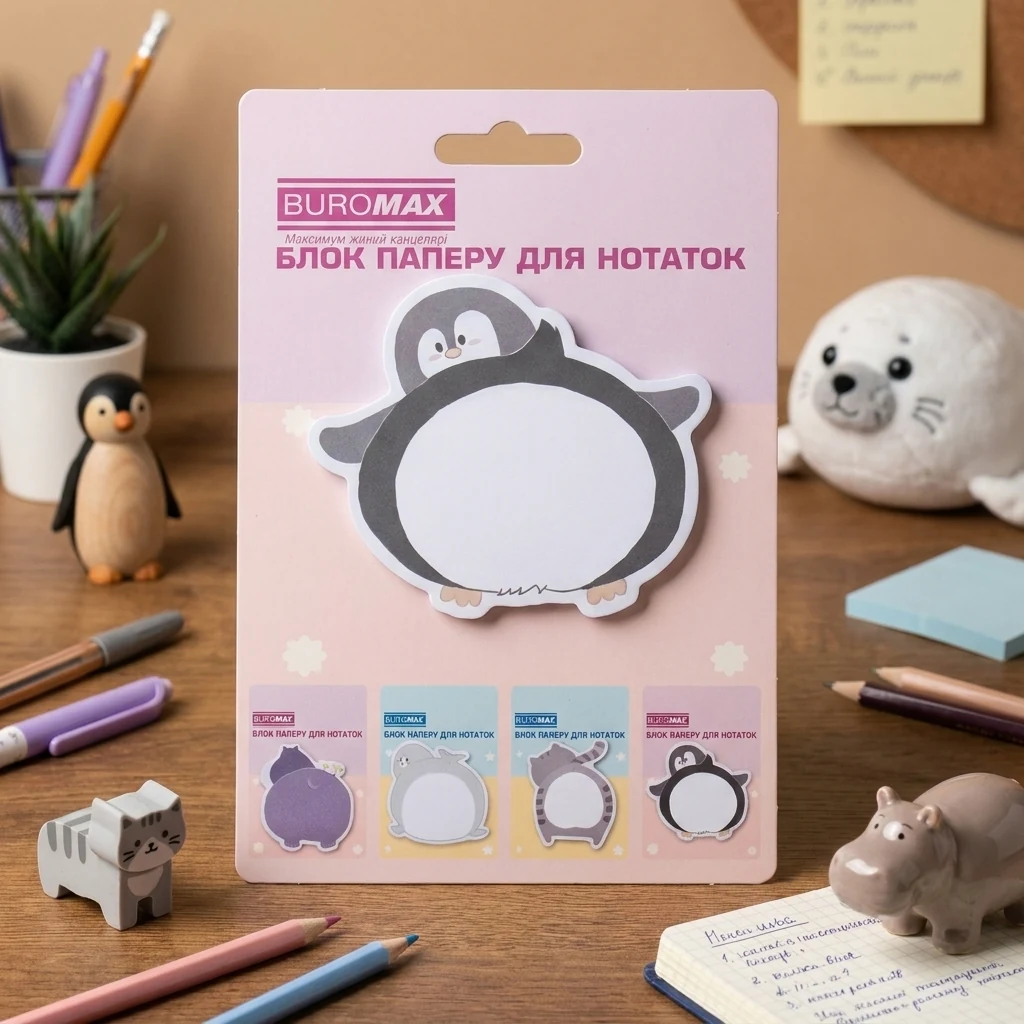 Блок паперу самолеющийся 30 аркушів 7*7 см "Funny animals"