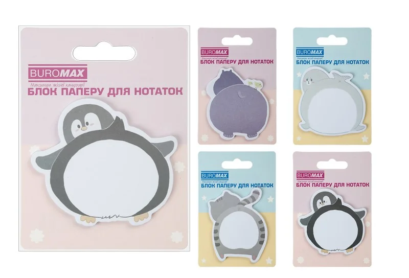 Блок паперу самолеющийся 30 аркушів 7*7 см "Funny animals"