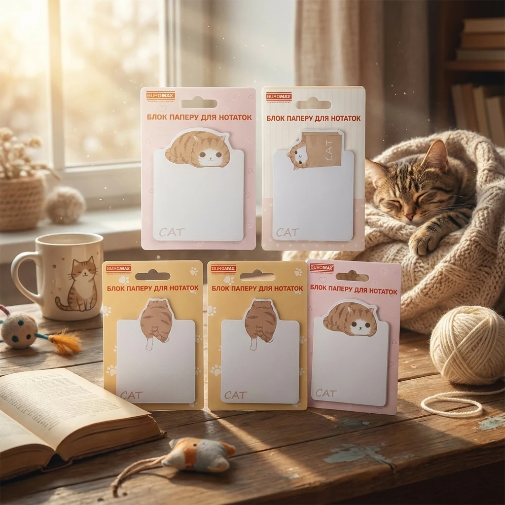 Блок паперу самолеющийся 30 аркушів 7*9 см "Lazy cat"