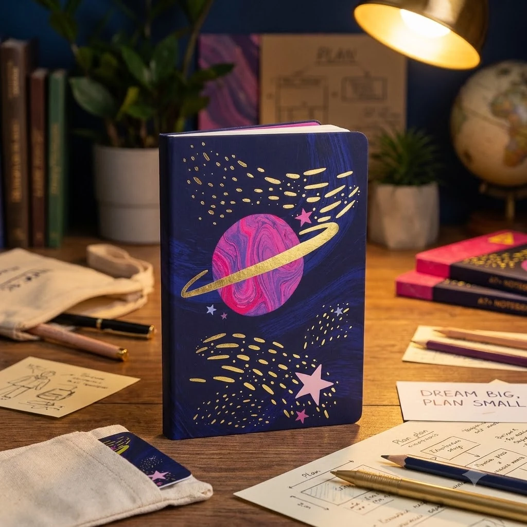 Блокнот для записів А7+/50 клей софт/тач+фольга золото YES ETTA VEE COSMOS