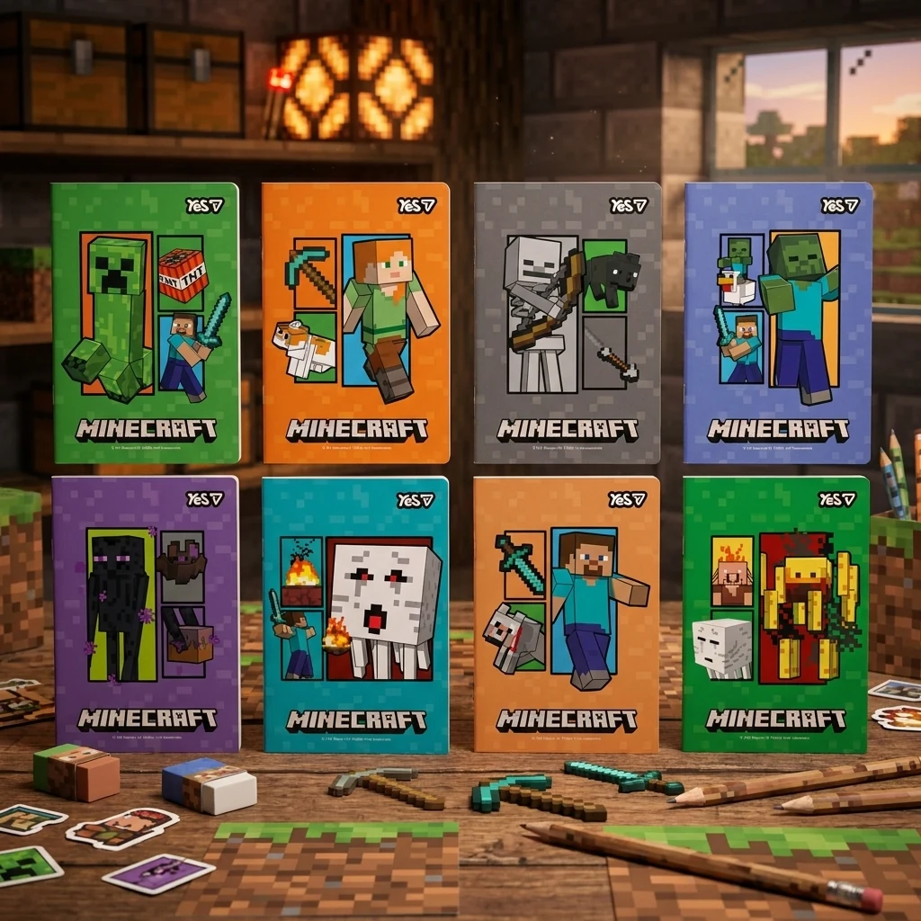 Блокнот клеєний А7 48 аркушів клітинка, обкладинка картон, "Minecraft" YES