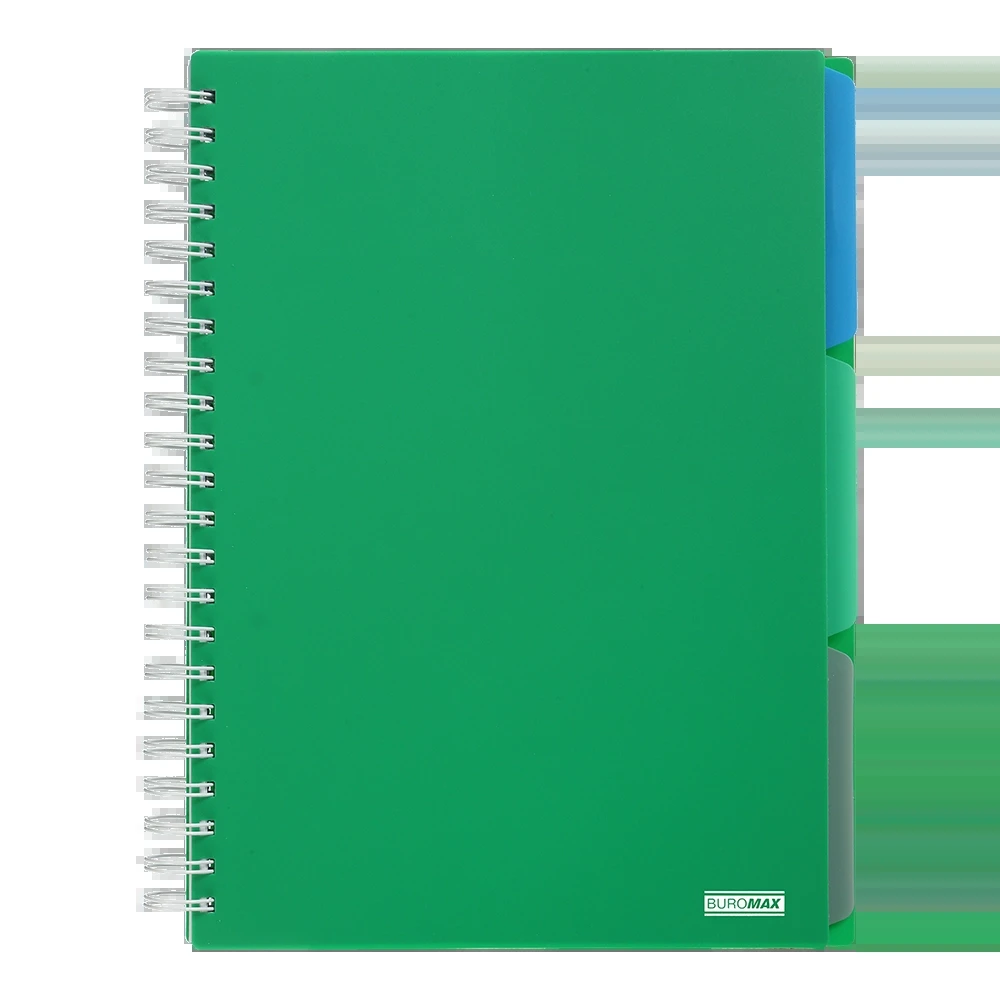 Блокнот на пружині А4 Buromax Bright зелений 120 аркушів — Блокноти та щоденники