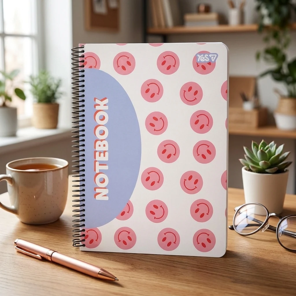 Блокнот на пружині А5 Yes 80 аркушів Smiley and Flowers 152294