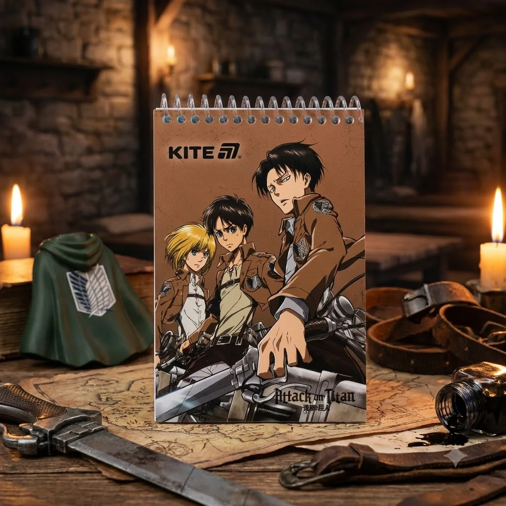 Блокнот на спіралі А6 48 чистих аркушів "Attack on Titan" Kite