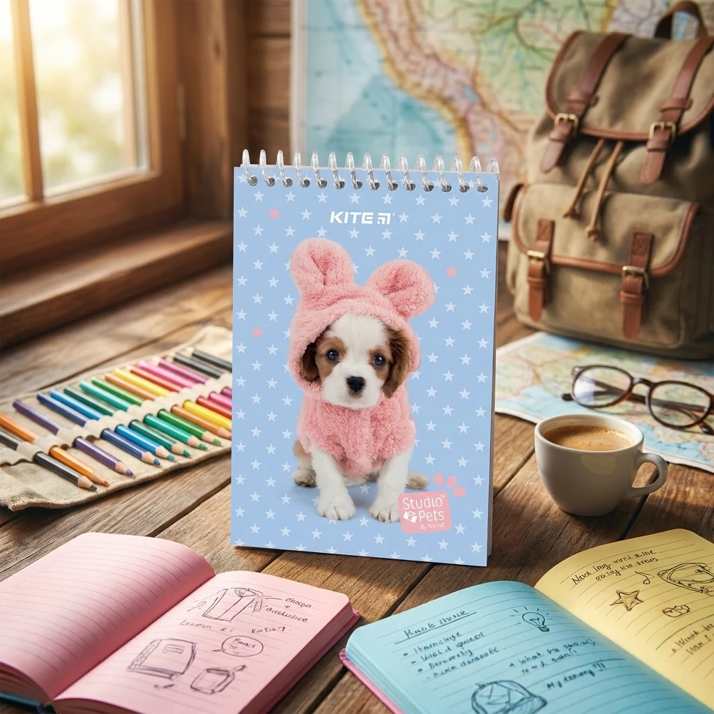 Блокнот на спіралі А6 48 чистих аркушів "Studio Pets" Kite