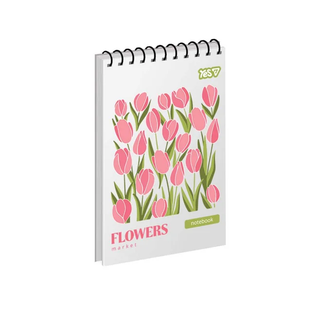 Блокнот на спіралі А6 80 аркушів, клітинка "Flowers" YES