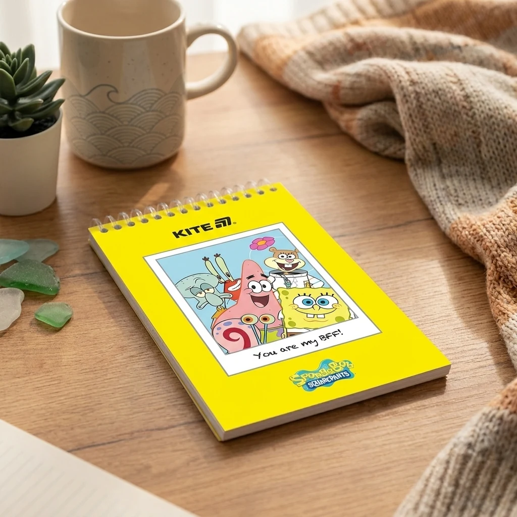 Блокнот на спіралі А6 Kite SpongeBob 48 аркушів — Блокноти та щоденники