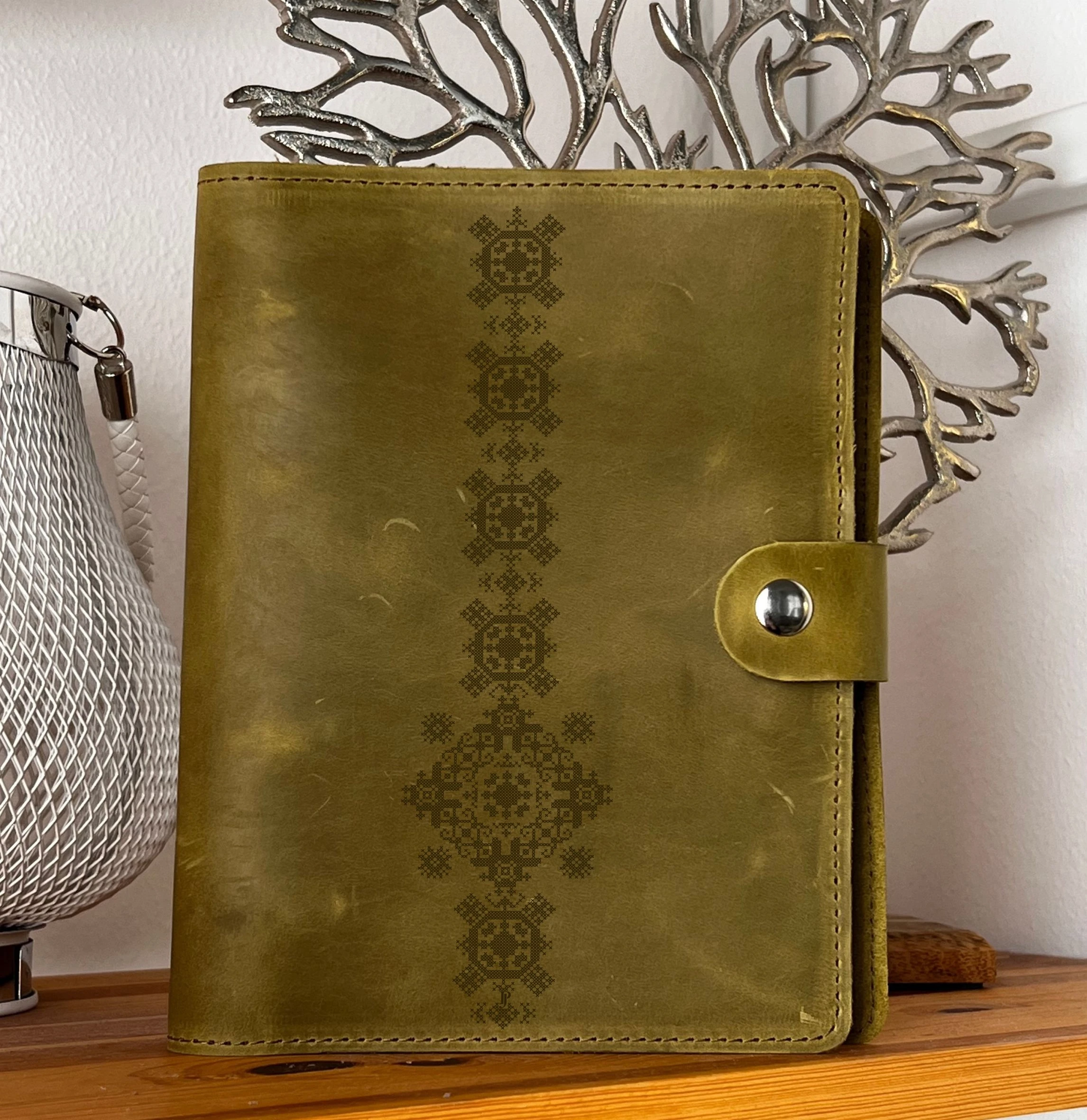 Блокнот натуральна шкіра Сідней оливка Ромб Professional journals