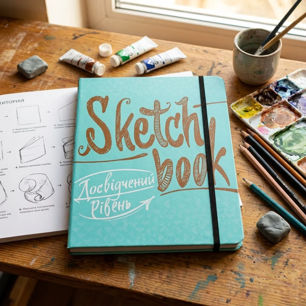 Блокнот-sketchbook.Досвідчений рівень. бірюзова обкладинка. Око