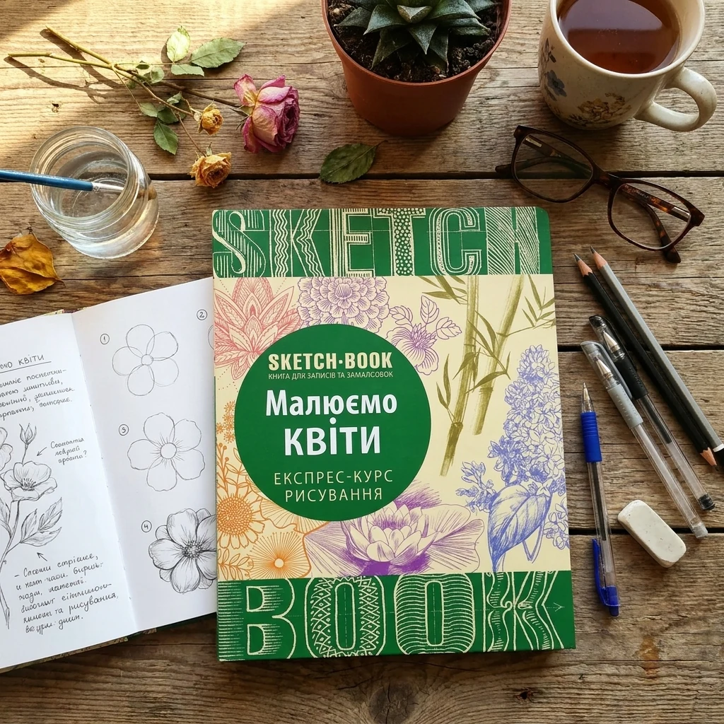 Блокнот-sketchbook.Малюємо квіти. Експрес-курс рисування. Око