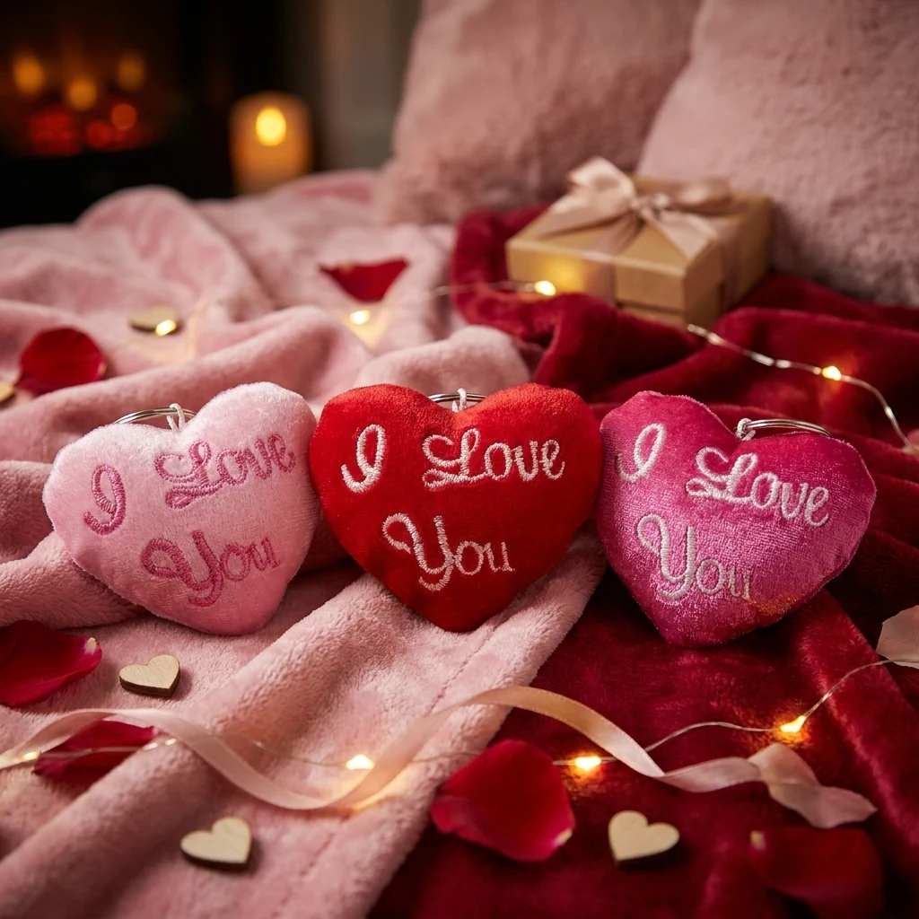 Брелок м'який "Серце" 7см велюр "Love you" — Св. Валентин