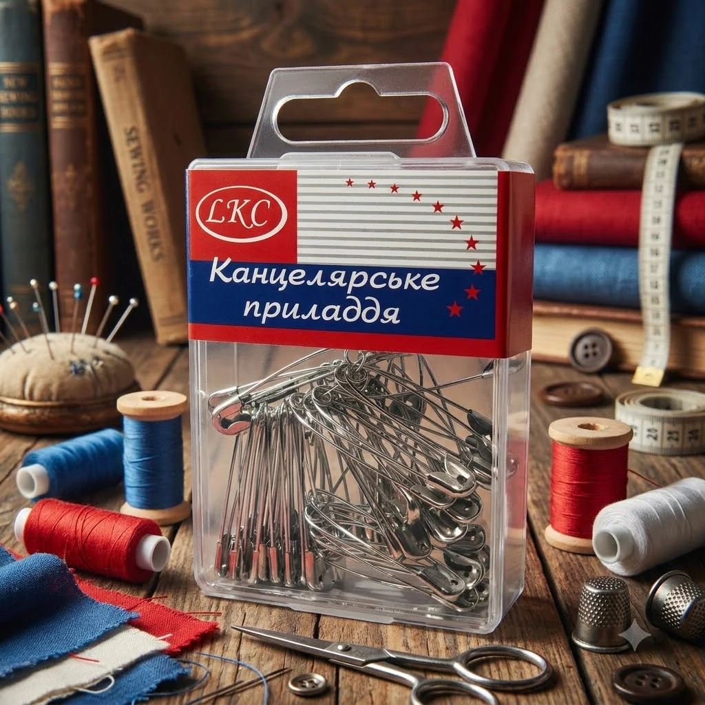 Булавки англійські – пластиковий бокс, набір 60 штук