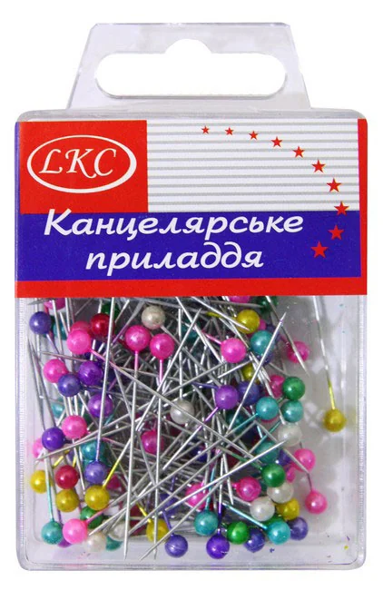 Булавки кольорові - пластиковий бокс 150 шт 36 мм