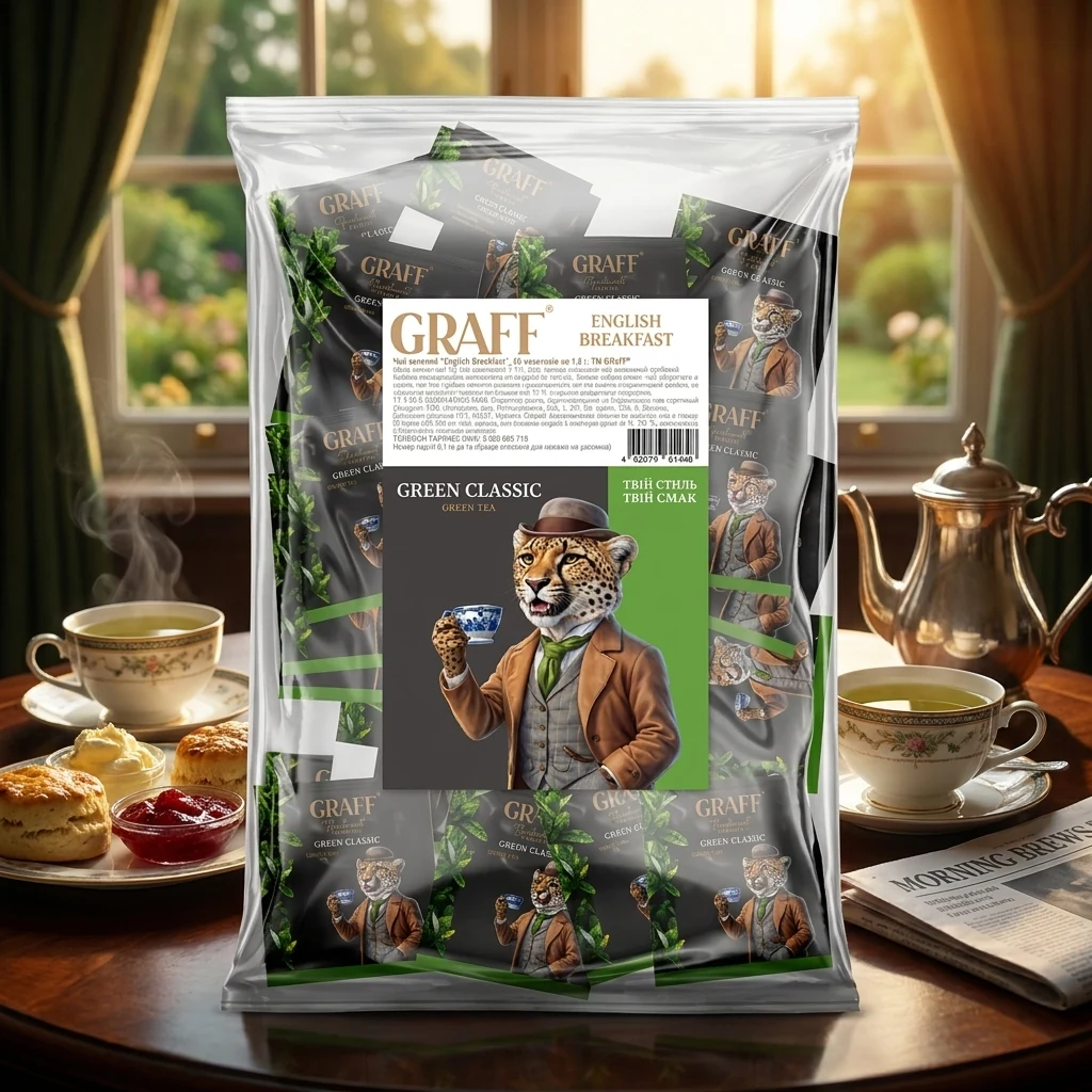 Чай зелений "English Breakfast", 50 пакетиків по 1,8 г, ТМ GRAFF