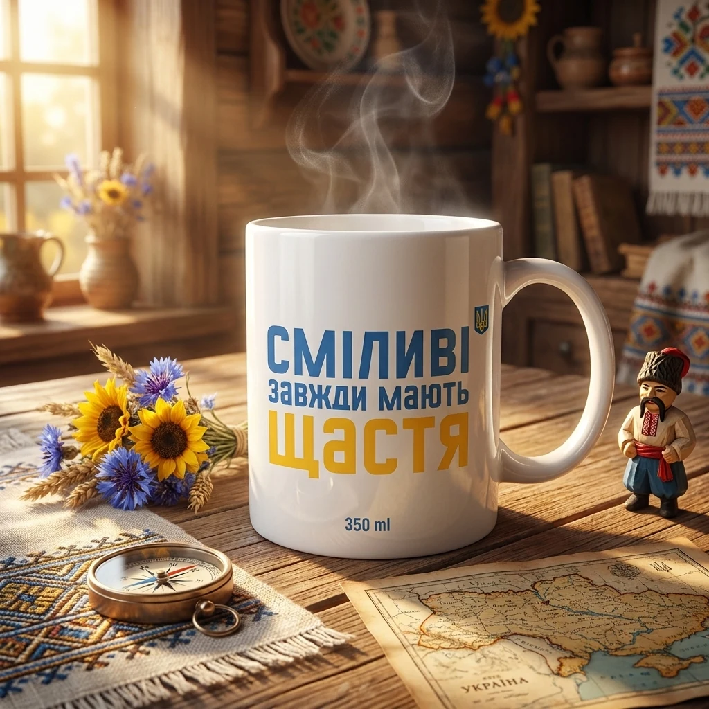 Чашка 350 мл "Сміливі завжди мають щастя"