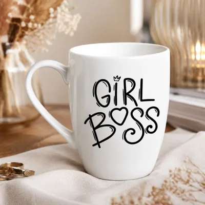 Чашка 360 мл Girl boss black капучіно + подарункова коробка Kvarta KV-D-1799