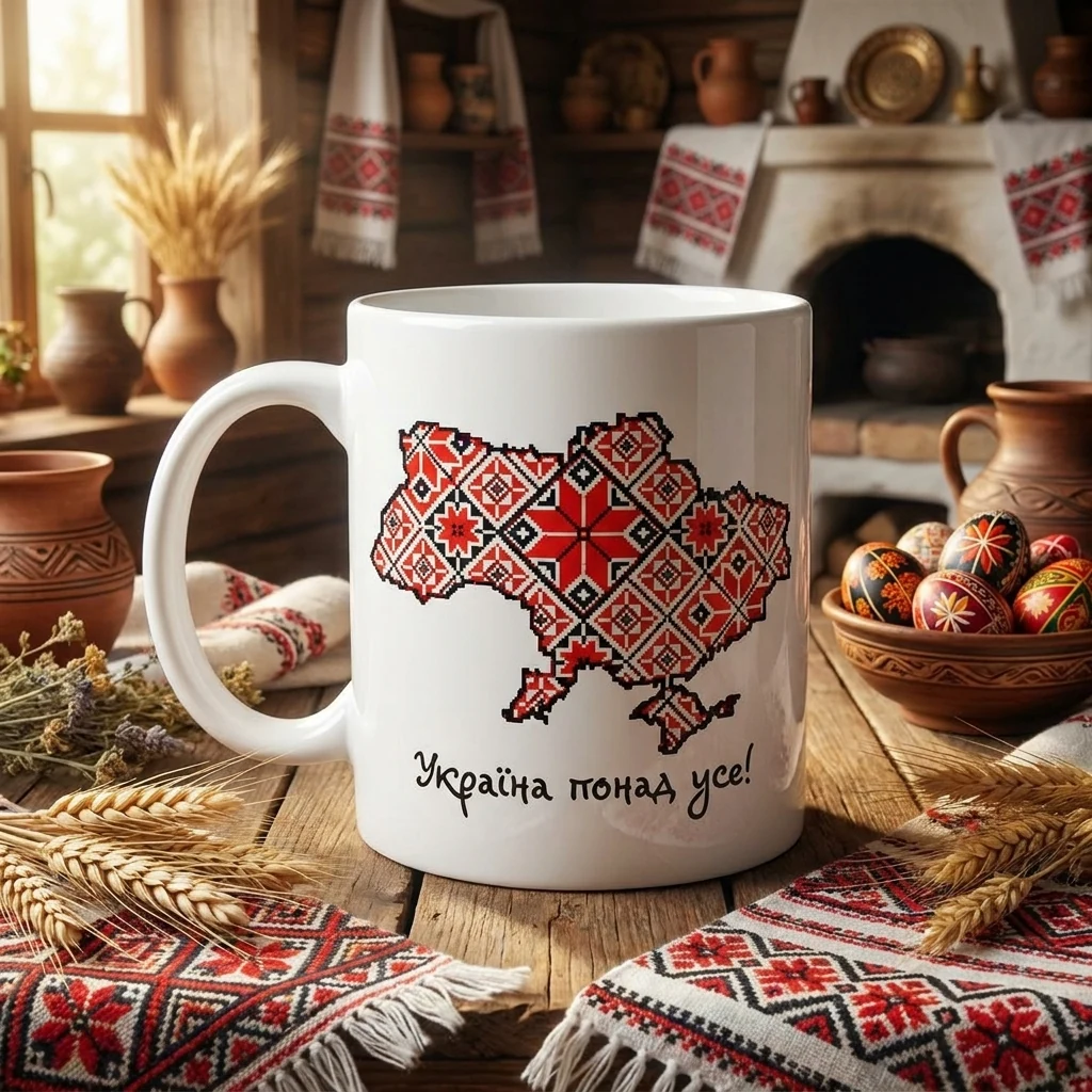 Чашка 360мл "Вишиванка карта"