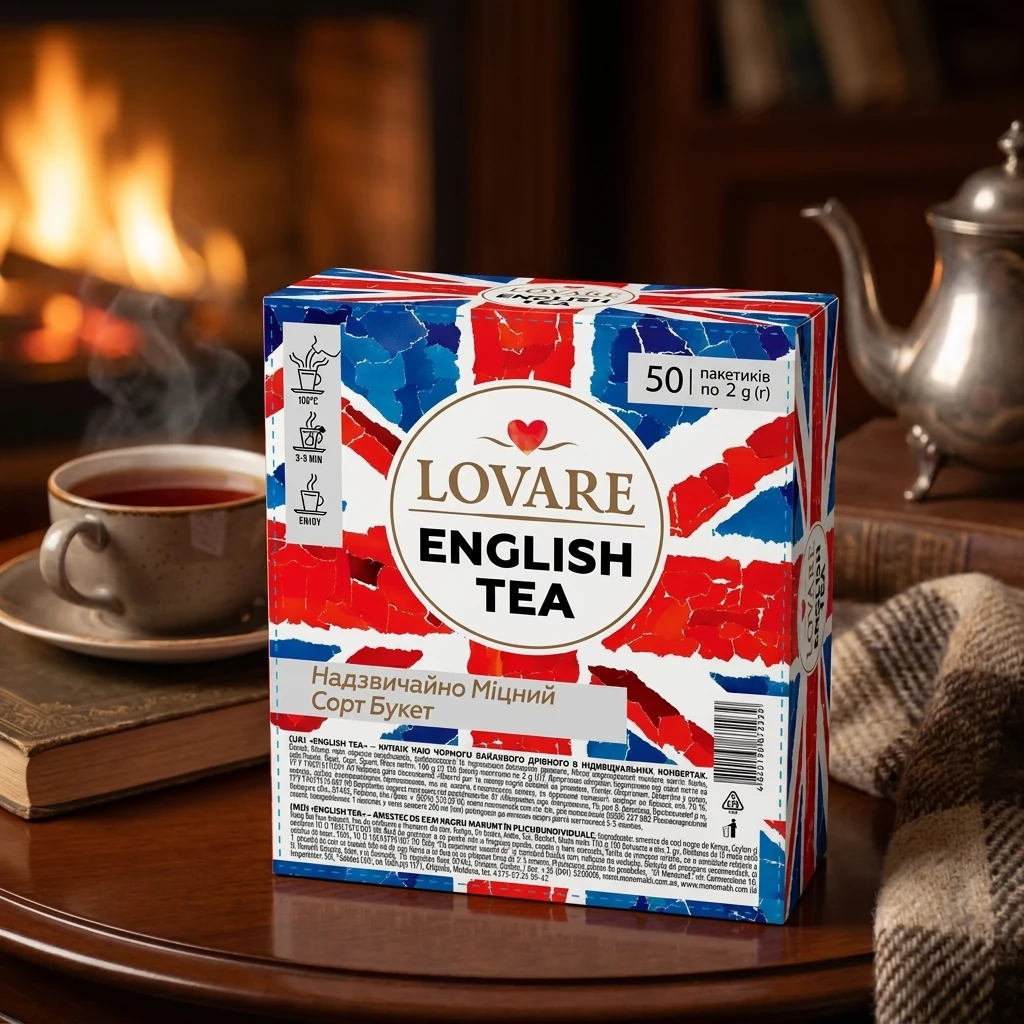 Чай чорний байховий Lovare English Tea пакетований 50 пакетиків по 2 г — Продукти та напої