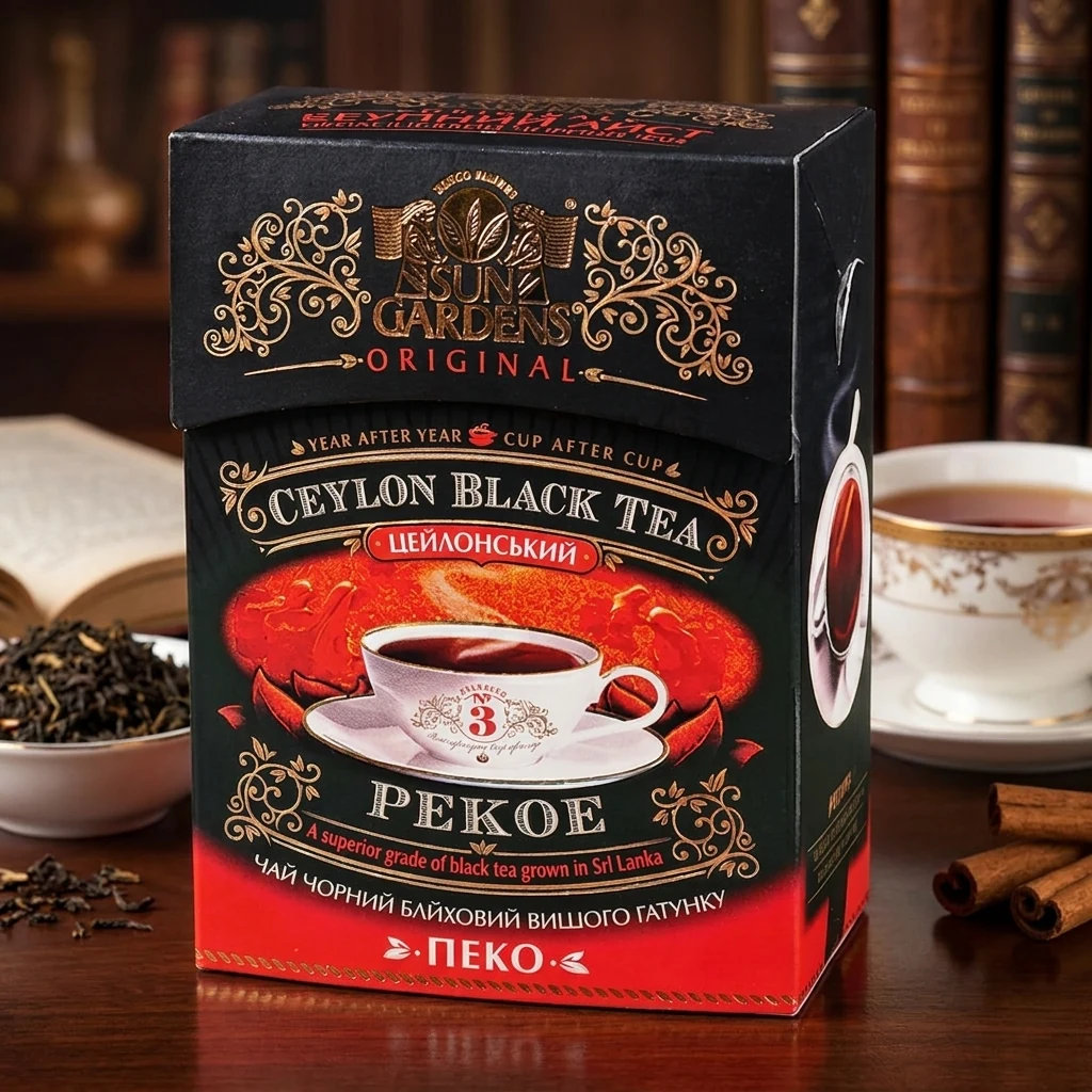 Чай чорний листовий Sun Gardens Sunshine PEKOE 100г — Продукти та напої