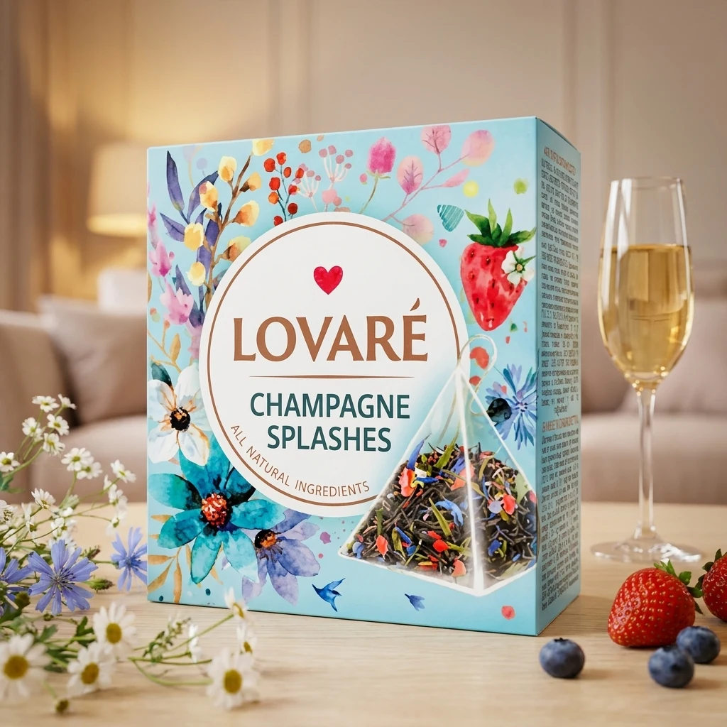 Чай Lovare Shampagne splashes в пірамідках 15 по 2 г — Продукти та напої