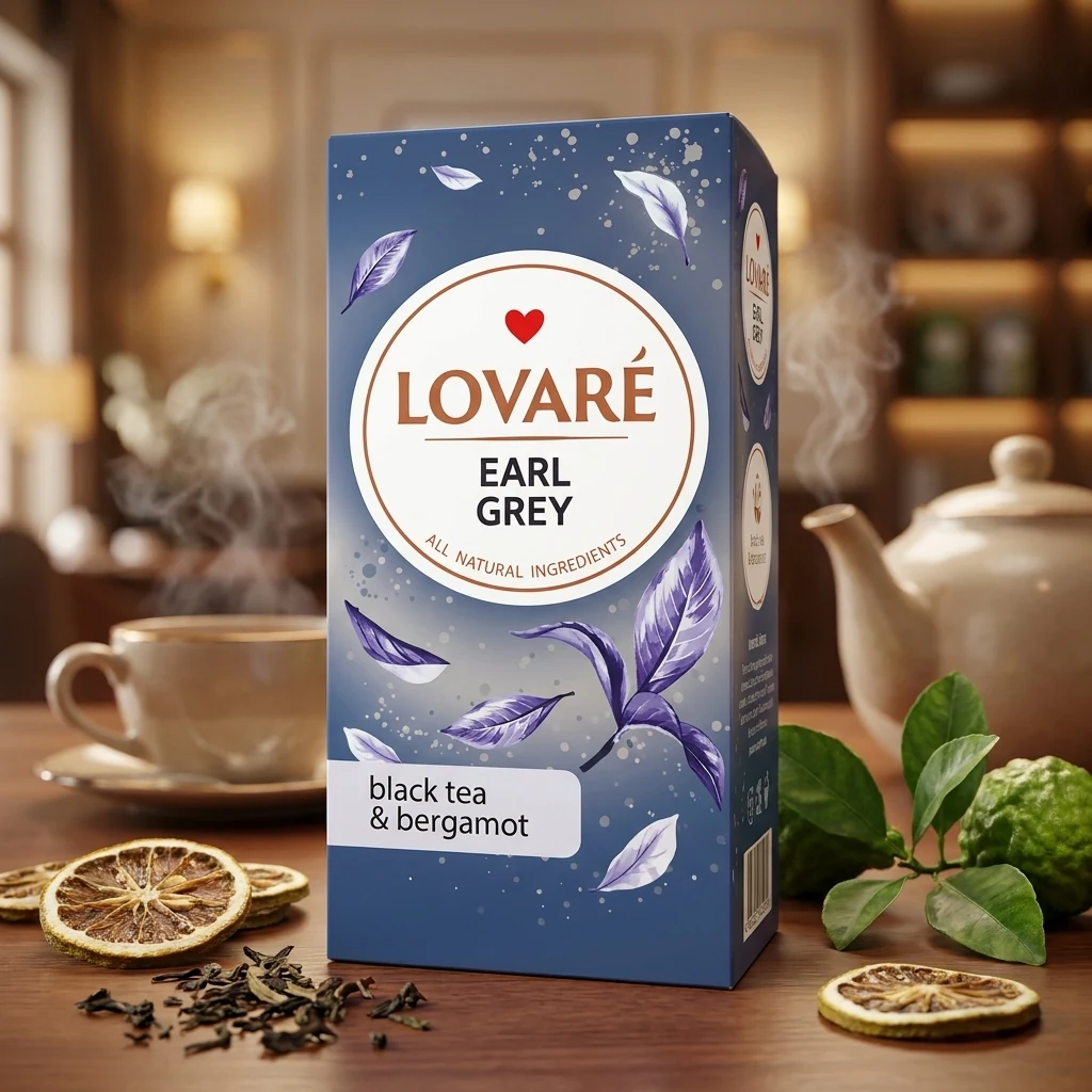 Чай пакетований чорний з Бергамотом Earl Grey Lovare 24х2г — Продукти та напої