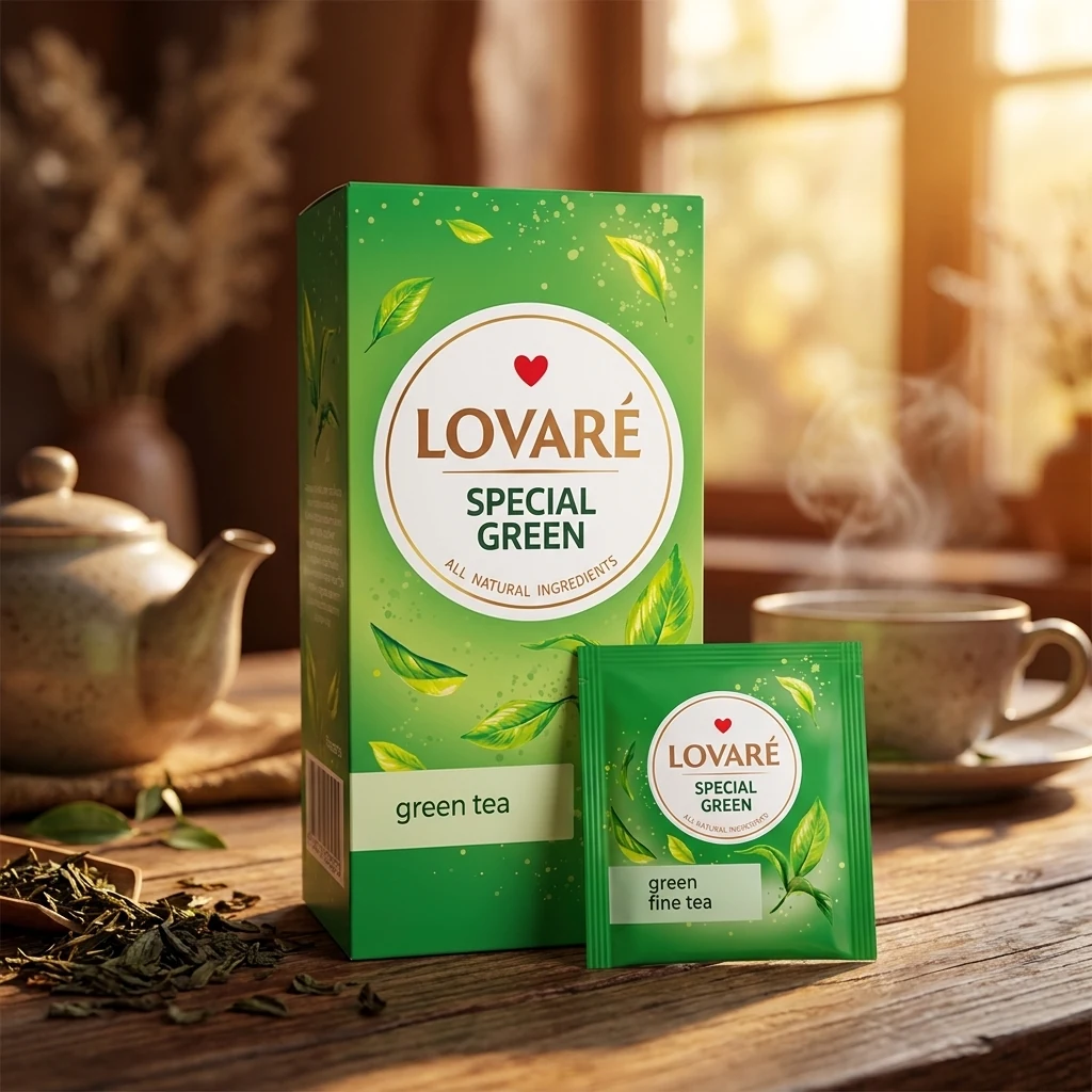 Чай пакетований зелений Special green Lovare 24х1.5г — Продукти та напої