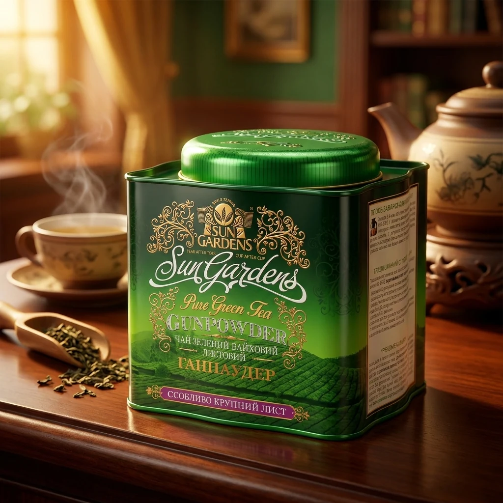 Чай Sun Gardens 200г(250г) З\Б Gunpowder зелений