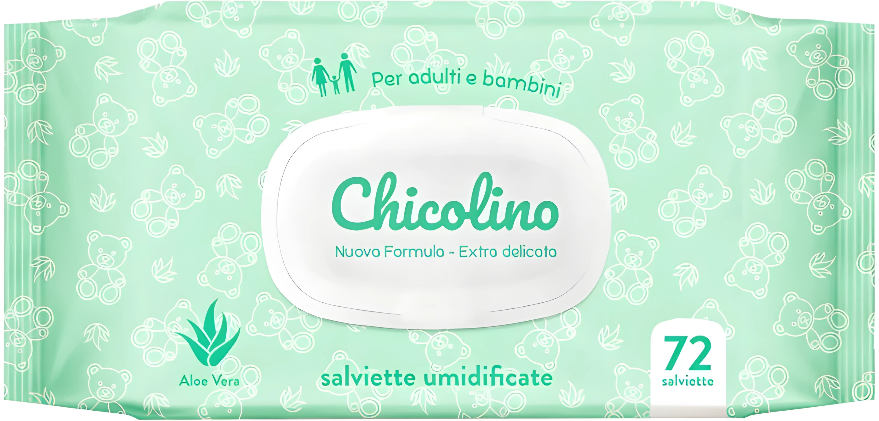Chicolino Серветка волога для дорослих і дітей алоє вера 72шт.