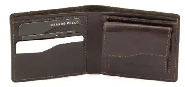 Чоловічий портмоне 9*11,5 см натуральна шкіра коричневий Grande Pelle — фото 2