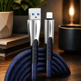 Дата кабель USB 2.0 AM to Lightning 1.0m zinc alloy blue ColorWay (CW-CBUL010-BL) — фото 1