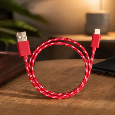 Дата кабель USB 2.0 AM to Lightning 2color nylon 1m red Vinga (VCPDCLNB31R)