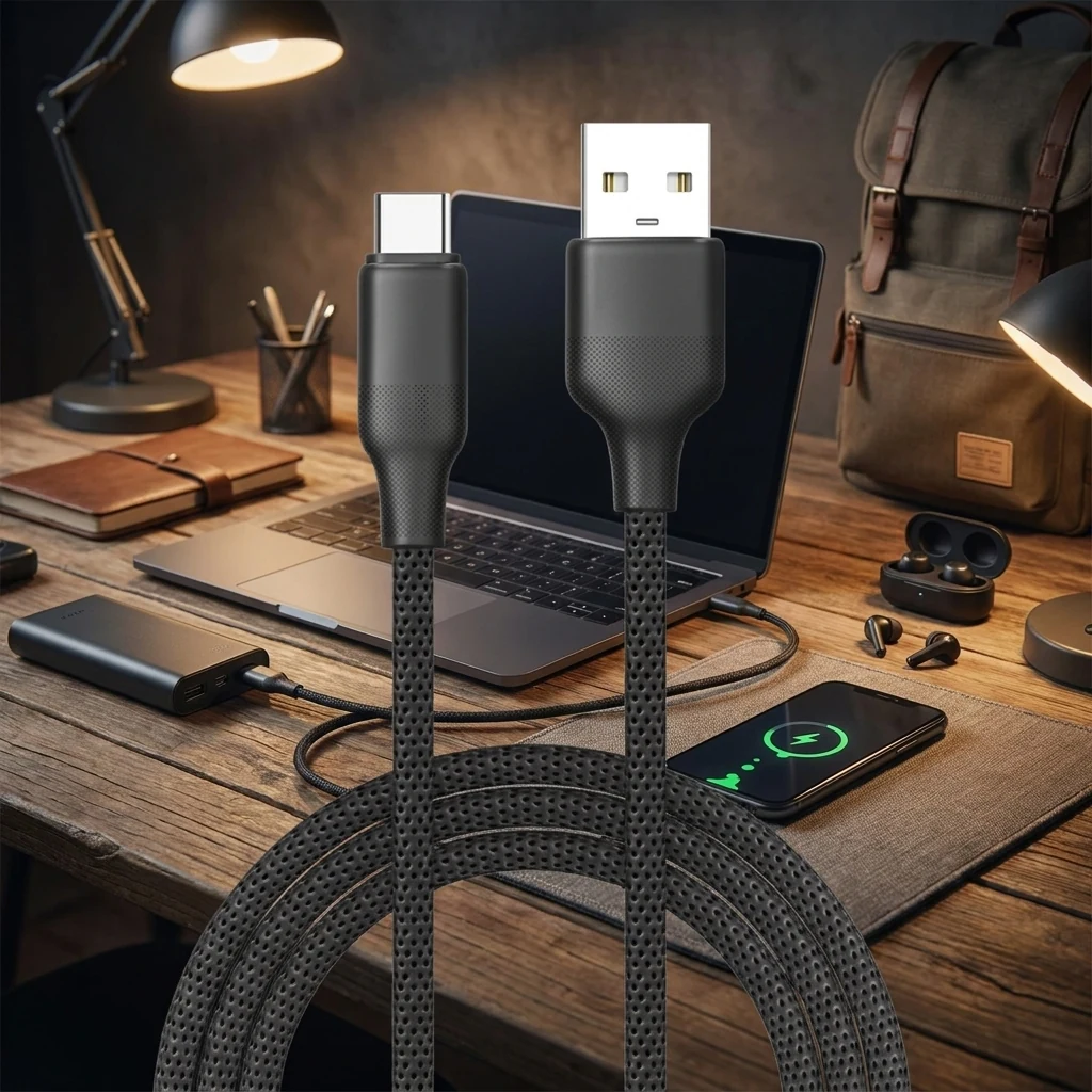 Дата кабель USB 2.0 AM to USB-C 1.0m 3A TPE embossed black ColorWay (CW-CBUC101-BK)