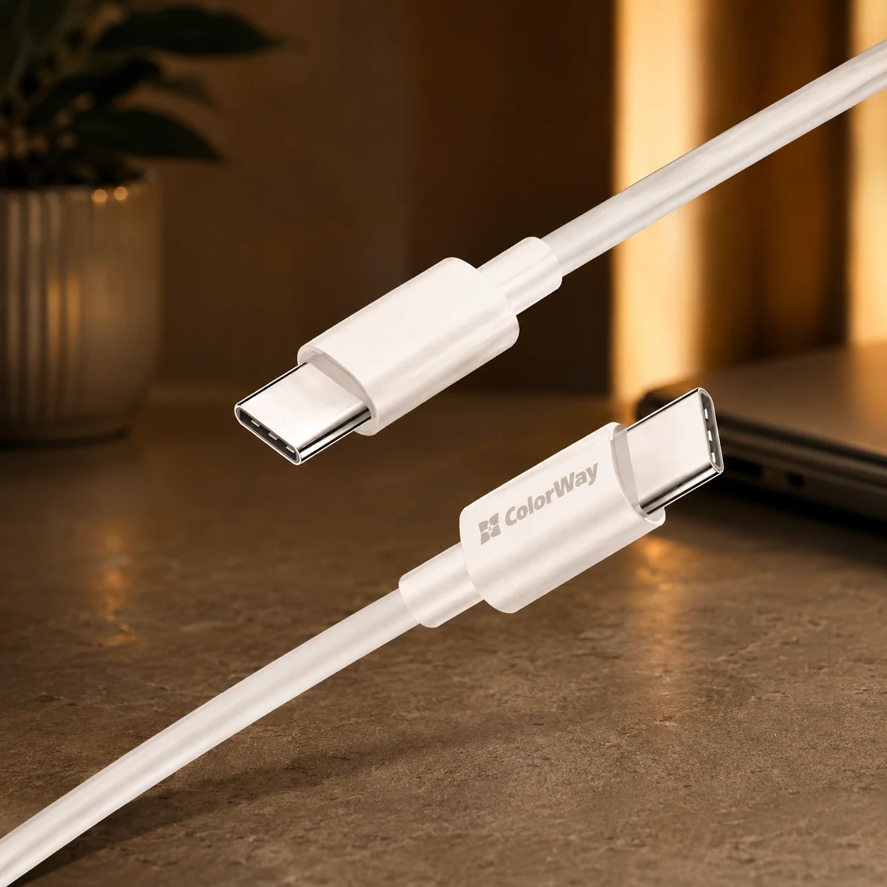 Дата кабель USB-C to USB-C 1.0m 3A 60W white ColorWay (CW-CBPDCC055-WT) — Мобільна техніка