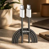 Дата кабель USB-C to USB-C 1.0m 60W 3.0А black ColorWay (CW-CBPDCC061-BK) — фото 1