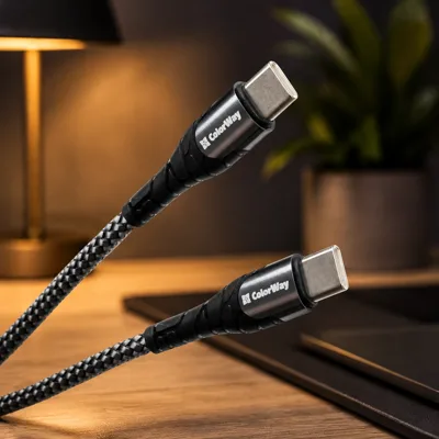 Дата кабель USB-C to USB-C 2.0m PD Fast Charging 65W 3A grey ColorWay (CW-CBPDCC039-GR)