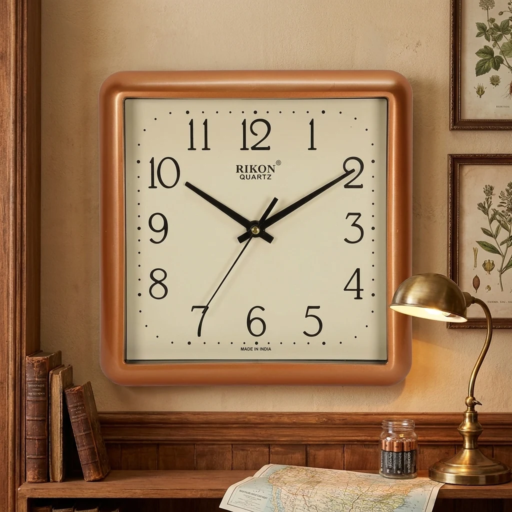 Декор настінний квадратний 21*21 см Rikon Copper Ivory, крокуючий механізм