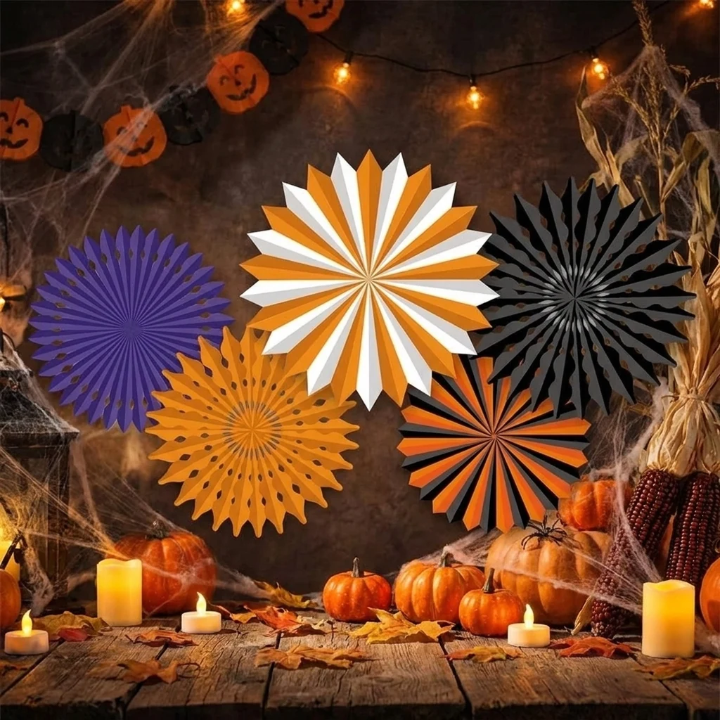 Декор паперовий "Коло-гармошка тіш'ю "Halloween", набір 5шт.