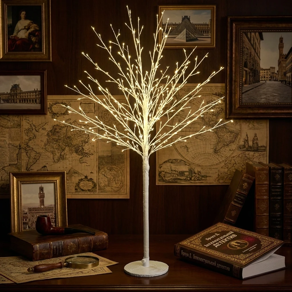 Дерево 120см білий 300 LED, теплий білий