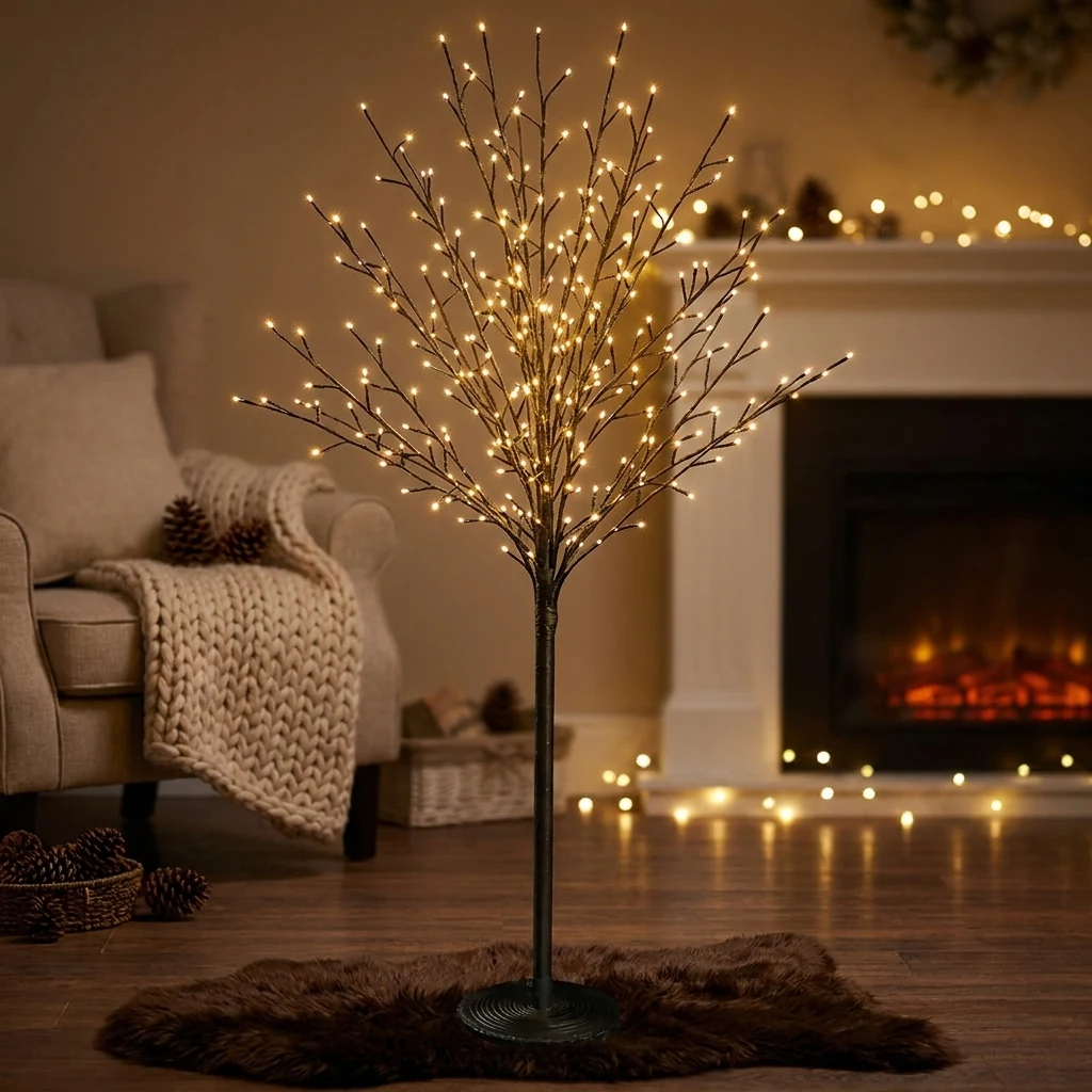 Дерево 120см чорний 300 LED, теплий білий
