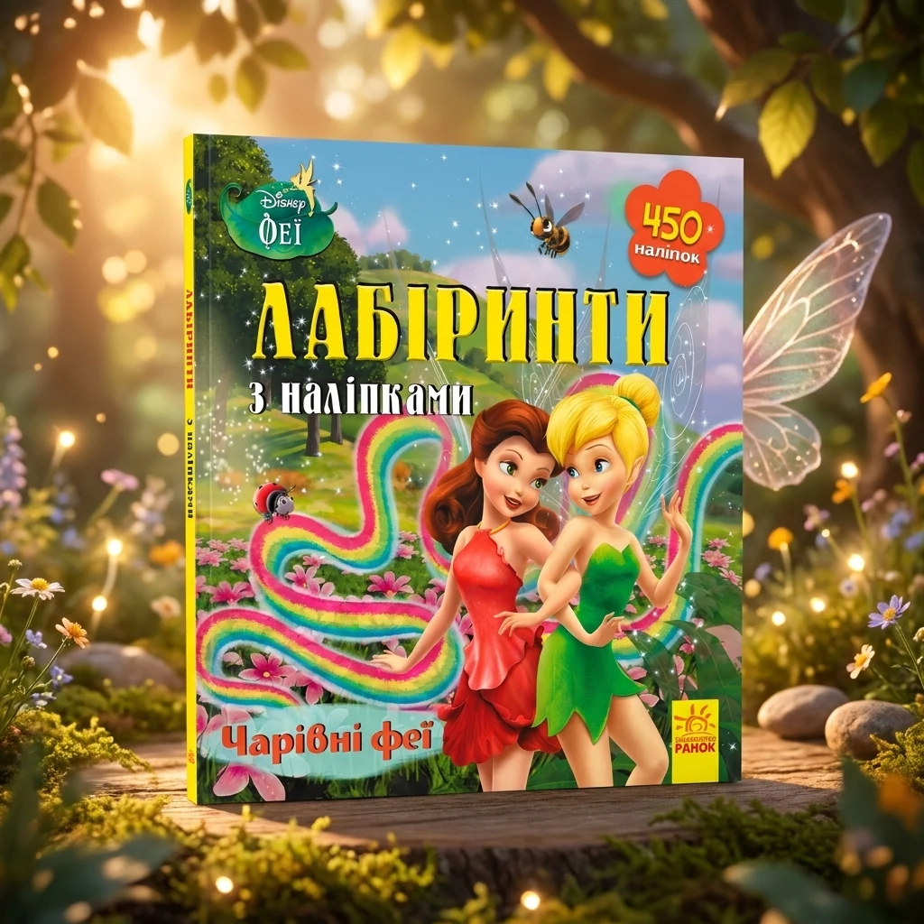Дисней. Лабіринти з наліпками. Феї (У) — Розмальовки та аплікації
