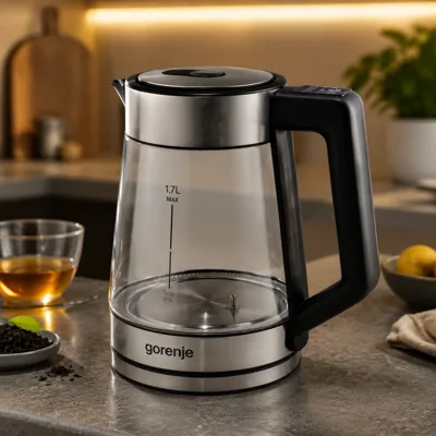 Електрочайник Gorenje 1.7л, 2,200 Вт, скло, нерж