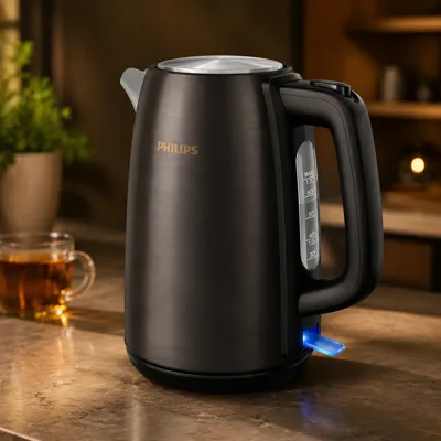 Електрочайник Philips Viva Collection 1.7л, Strix, метал, чорно-мідний (HD9352/30)