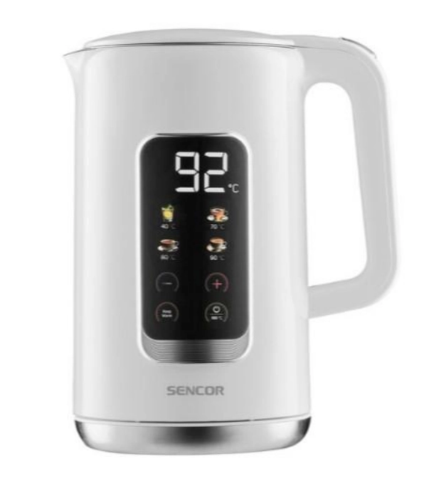 Електрочайник Sencor 1.7л, Strix, LED дисплей, подвійні стінки, сенс. керування, білий — фото 2