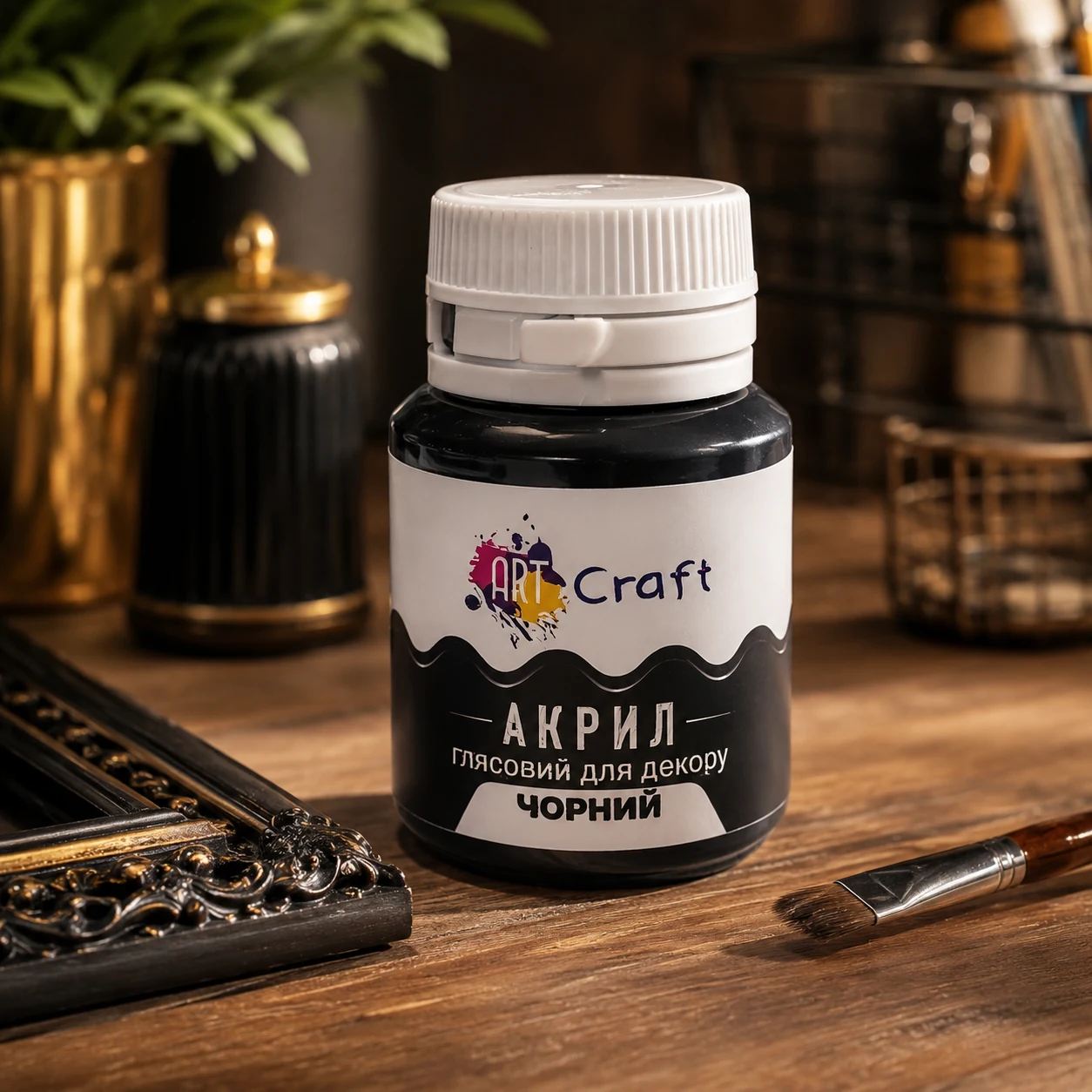 Фарба акрилова для декору чорна глянцева ART Craft — Хобі та декор