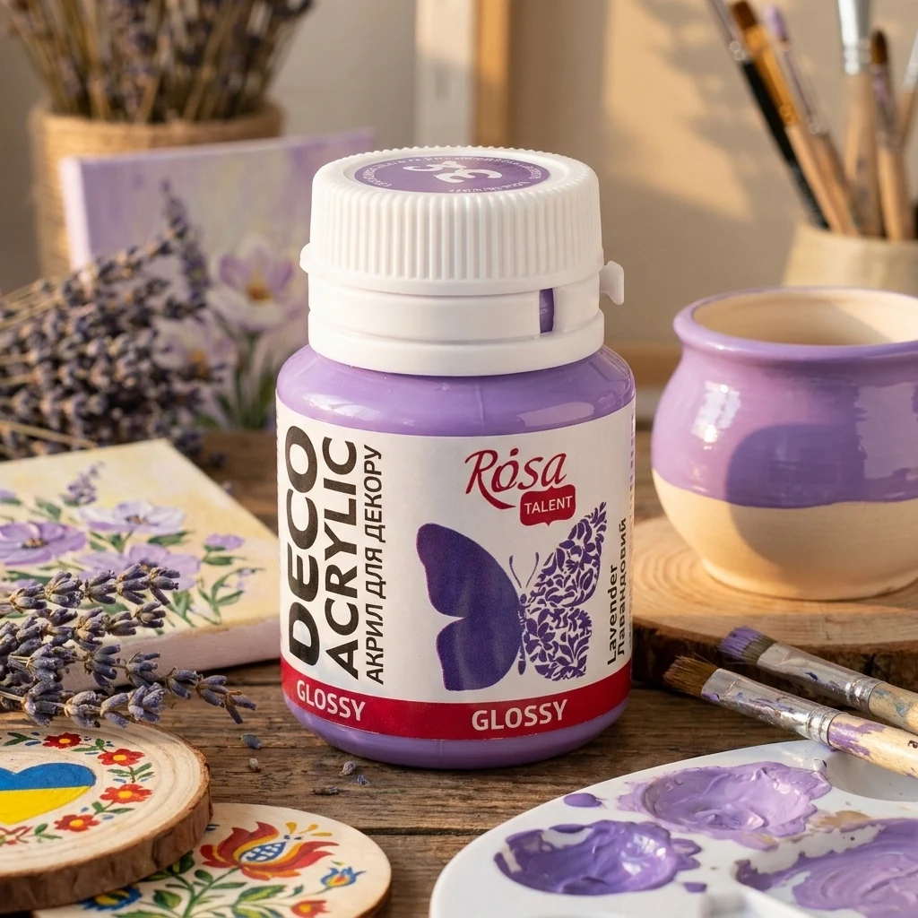 Фарба акрилова глянцева 035 лавандова, 20 мл, Rosa Talent