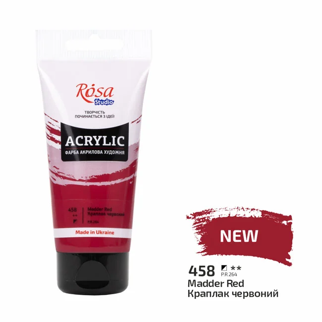Фарба акрилова краплак червоний, 75мл, Rosa Studio