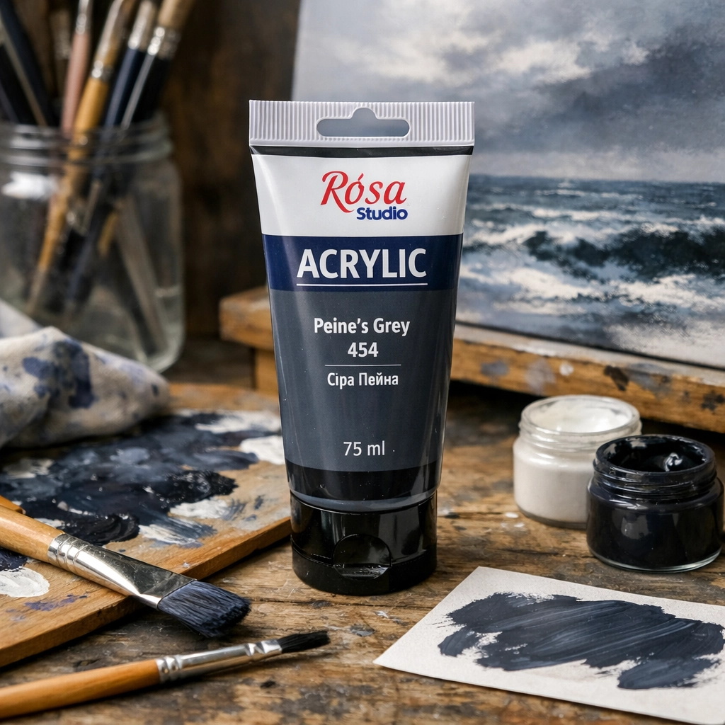 Фарба акрилова ROSA Studio Сіра Пейна (454) 75 мл