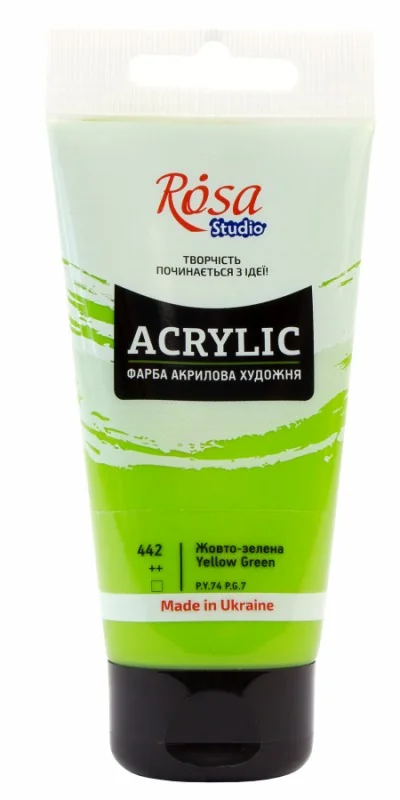 Фарба акрилова, жовто-зелена, 75мл, Rosa Studio