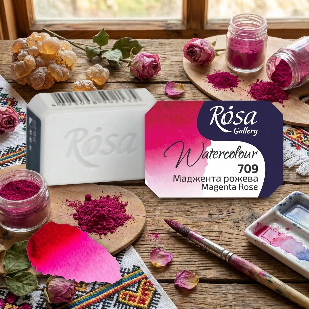 Фарба акварельна, 709 маджента рожева, кювет 2,5 мл, Rosa Gallery
